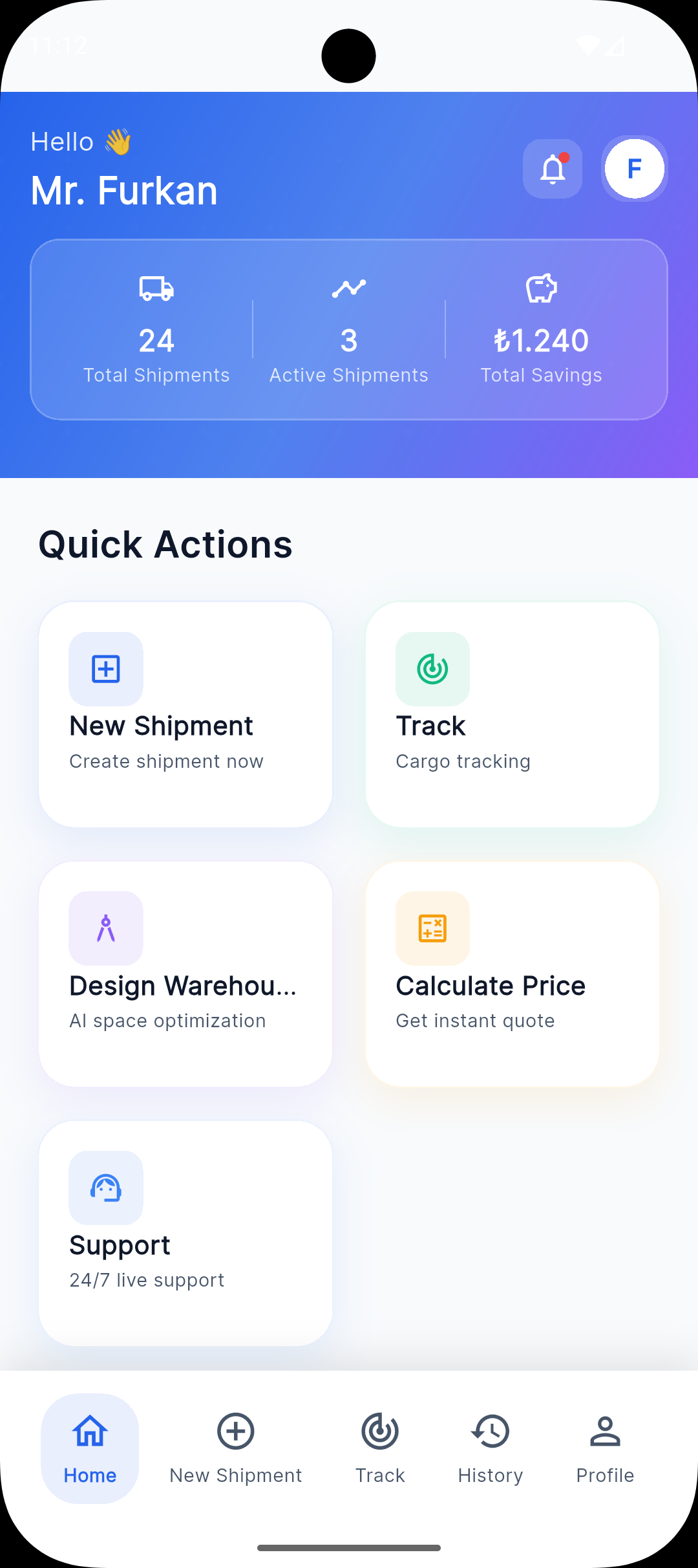 Customer Panel Interface